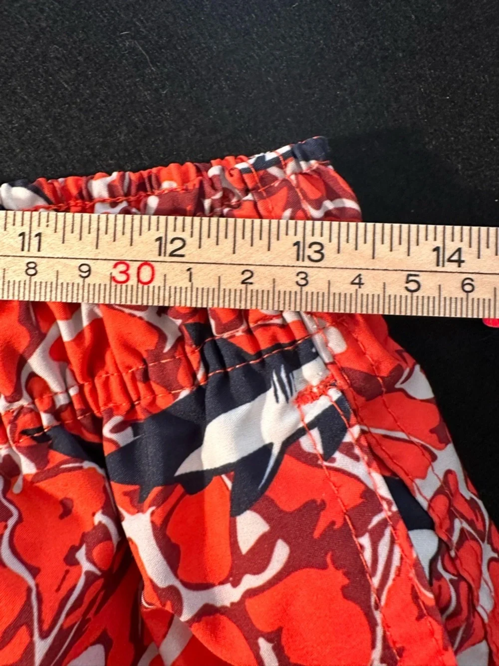 Rainforest Youth Orange Shark Print Swim Trunks Mesh Lined Board Shorts Small